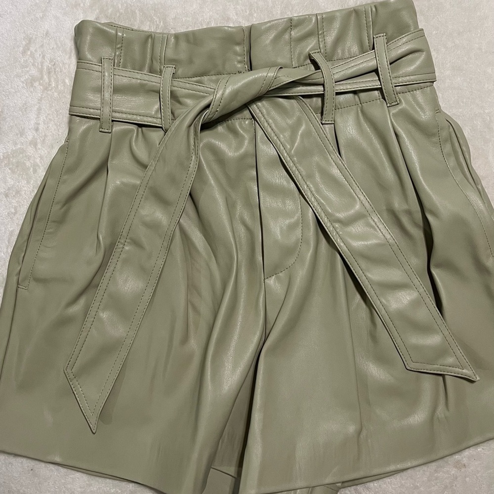 Zara light Green leather shorts -XS
